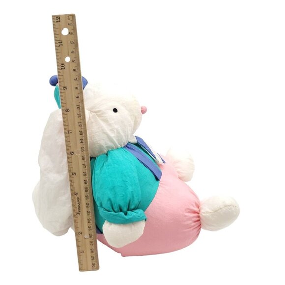 Vintage Dept 56 White‎ Nylon Easter Bunny Rabbit Plush Stuffed Animal 80s - Picture 4 of 6